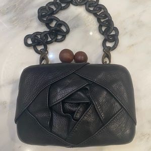 Black EVRA flower box leather bag